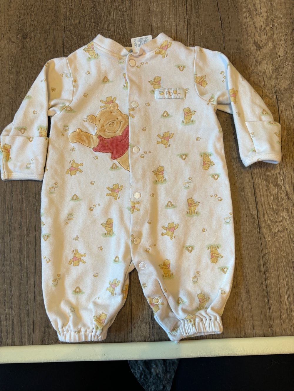 Vintage Y2K 2000s Disney Winnie The Pooh Baby Outfit Romper Embroidered 0-3M